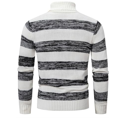 Men Ribbed Knit Sweater Fashion Striped Sweater Fall Winter Thicken Knitted Chunky Pullover Slim Fit Warm Base Tops3