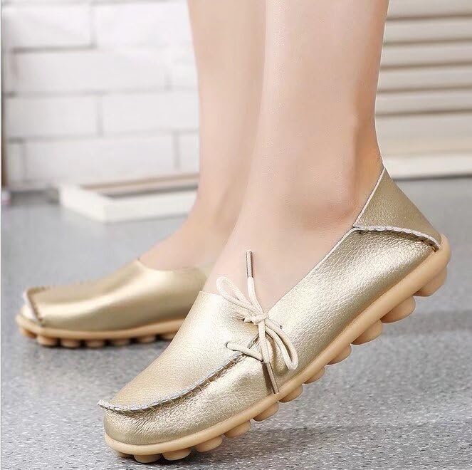 Image of Women's Leather Slipper Loafers Flat Shoes Slip-Ons