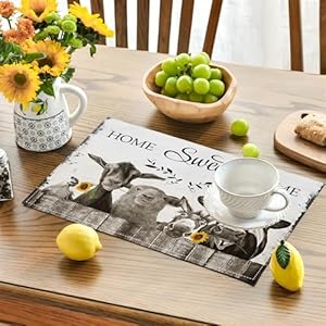 Farmhouseplacematssetof4funnyanimaltablematsblackandwhitewashableplacematsforpartykitchendiningdecoration12x18inch Urban Country Home Decor Farmhouse placemats set of 4 funny animal table mats black and white washable place mats for party kitchen dining decoration 12×18 inch urban country home decor