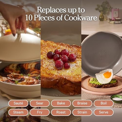 Image of Our Place Always Pan 2.0 | 10.5 inch Ceramic Pan with Modular Lid, Steamer Basket & Spatula | Patented 10-in-1 Nonstick, Non-Toxic Cookware Made Without PFAS | Induction & Oven-Safe up to 450F | Steam