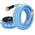 Kohree 25FT Upgraded RV Water Hose, 5/8" Premium Drinking Water Hose for Camper, Leak Free, No Kink, Flexible Garden Hose 25 ft with Storage Bag, Reinforced PVC Design w/Strain Relief Ends - Blue