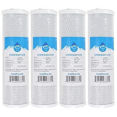 4-Pack Replacement for Watts WP-4V Activated Carbon Block Filter - Universal 10 inch Filter Compatible with WATTS PREMIER 500109 WP-4V VOC REVERSE OSMOSIS SYSTEM - Denali Pure Brand