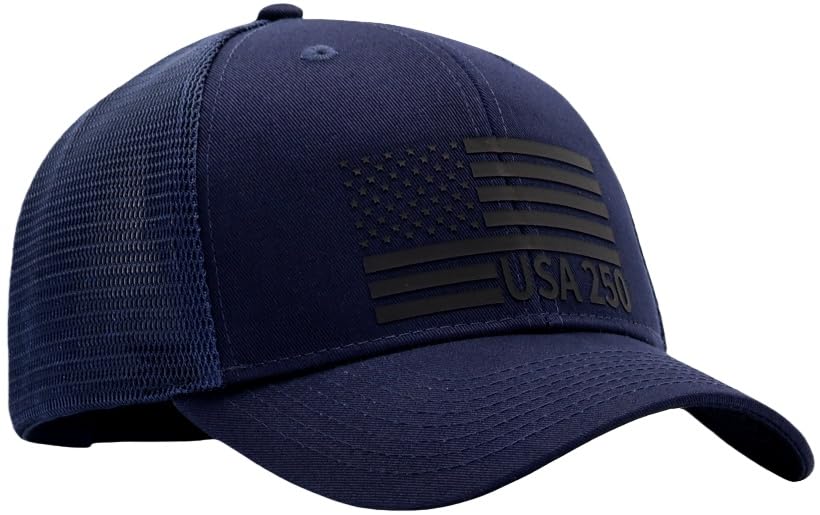 Image of American Flag Trucker Hats, Patriotic Baseball Cap for Men, Adjustable Breathable Mesh Snapback, Fits OSFM & XXL Head