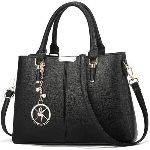 Purse and Handbags for Women, 3 Zip Compartments Tote Bag Designer Shoulder Purse Top Handle Satchel Bags