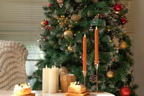 Image of Flameless Taper Candles Flickering with Remote and Timer, 3D Moving Flame Taper Candle Battery Operated to 400 Hours, 9 Inch Window Candles, (Orange)