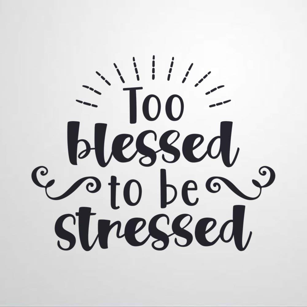Quotes Wall Decal Stickers, Too Blessed to Be Stressed