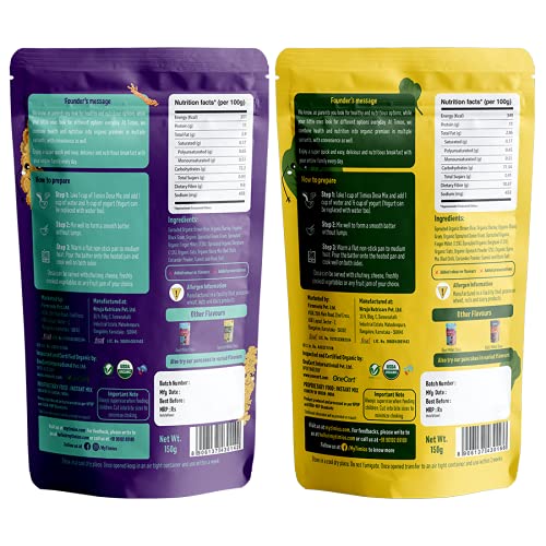Image of Timios Organic Multi Millet and Spinach Millet Dosa Mix, Natutal and Healthy Food, Pack of 2, 150g Each