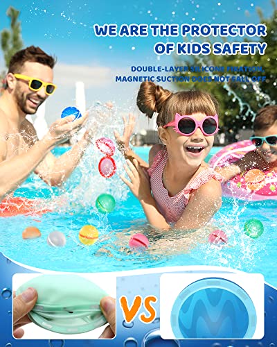 Soppycid Water Balloons Reusable Self Sealing, Latex-Free Easy Quick Fill Magnetic Water Bomb For Kids & Adults, Pool Toys Splash Balls For Summer Outdoor Beach Water Fight Fun Party Games (15 Pcs) #TOP3