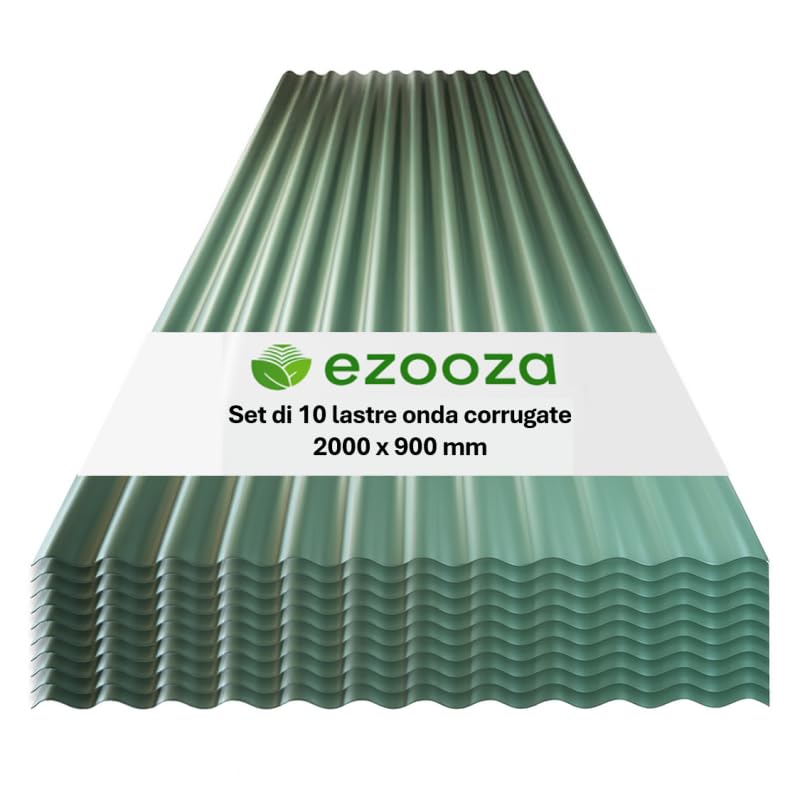 StormGuard Set da 10 lastre Ondulate in PVC – 90x200 cm Verde –- Pannello Tetto Impermeabile – Tetti di Verande, Carport