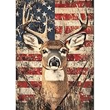 MEIYUDA Deer Diamond Painting Kits for Adults, DIY American Flag Deer Diamond Art Dots for Adult Beginners, Full Diamond Art Painting Kit for Home Wall Decor Gifts 12x16inch