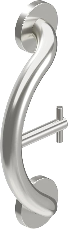 Healthcraft Plus 2-in-1 Towel/Robe Hook and Grab Bar, 14.5 inch | ADA Compliant Bathroom Safety Bar for Seniors, Wall-Mounted, Brushed Steel