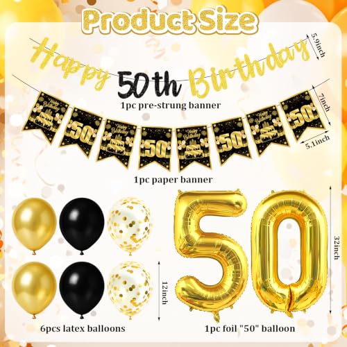 Zirtorei 50th Birthday Decorations for Men Women, Happy 50th Party Supplies by Zirtorei - Used condition - Image 2
