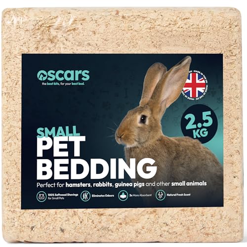 Oscars 2.5kg Wood Shavings Natural Small Pet Bedding - for Hamster Cage Guinea Pig Cage Rabbit Hutch - Soft Biodegradable Hamster Bedding Odour Control Eco Friendly Substrate