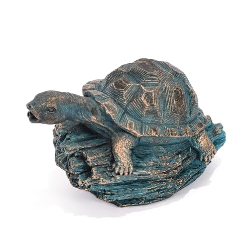 Esotec Wasserspeier-Figur Schildkröte Marlis, Einzelfigur mit Schlauch, Altkupfer-Design, Gartenstatue, Wasserspiel für Wannen Miniteich oder Gartenteich, Quellstein, Polyresin 100770