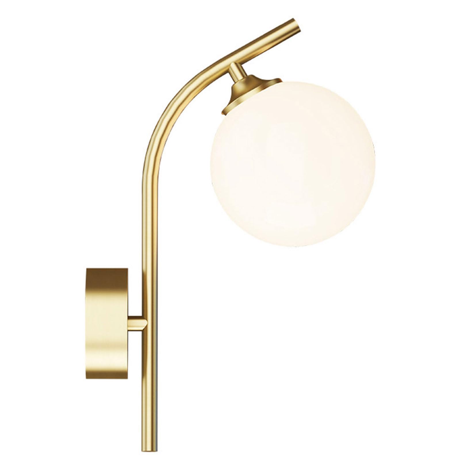 Applique da Parete di Lusso, Lampada Moderna Rotonda in Rame con Vetro Decorativo Nordico per Comodino, Lettura, Soggiorno, Camera da Letto, 1 Confezione / 2