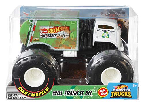 Hot Wheels- Monster Trucks 1:24, juguete de coches y choques (Mattel FYJ82)