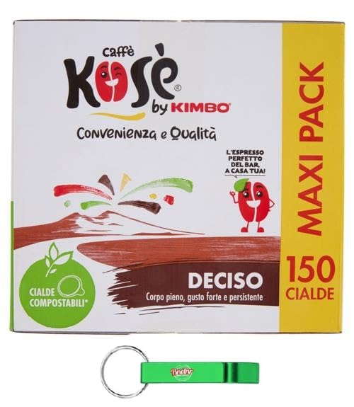 Caffè Cialde Kosè by Kimbo Deciso, 900 monodosis de café de 44 mm, empaquetado individualmente + llavero Beni Culinari