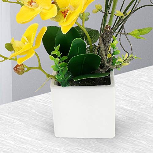 Yobansa Silk Orchid Bonsai Artificial Flowers With Flower Pots,Phalaenopsis Fake Orchid Flowers With Vase Arrangements For Home Decoration (Yellow) #TOP5