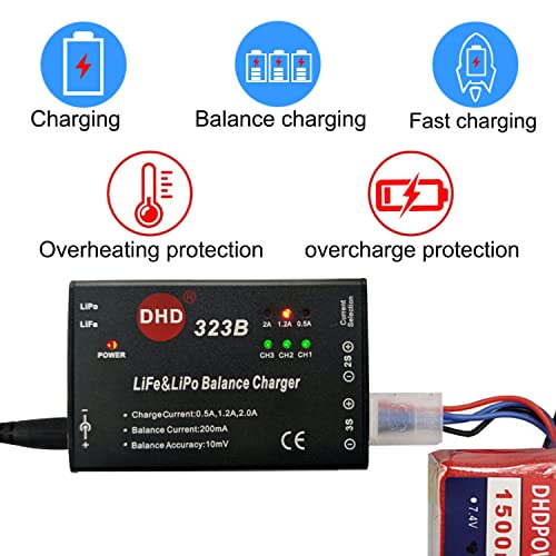 20W 2A 323B Rc Battery Balance Charger For 2S 3S 7.4V 11.1V Lipo 6.6V 9.9V Life Rc Battery Pack And Rc Car Drone Truck Helicopter Airsoft Electric Water Batteres #TOP1