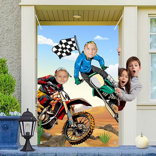 Dirt Bike Photo Backdrop Banner 59x39 inches Birthday Party