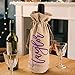 Personalized Burlap Wine Bag w/Vinyl Name - 3 Bag Option - Custom Drawstring Bottle Cotton Bags - Customized Linen Wine Bottle Gift Box Bags - Christmas Wedding Bridal Shower Housewarming Gift C1