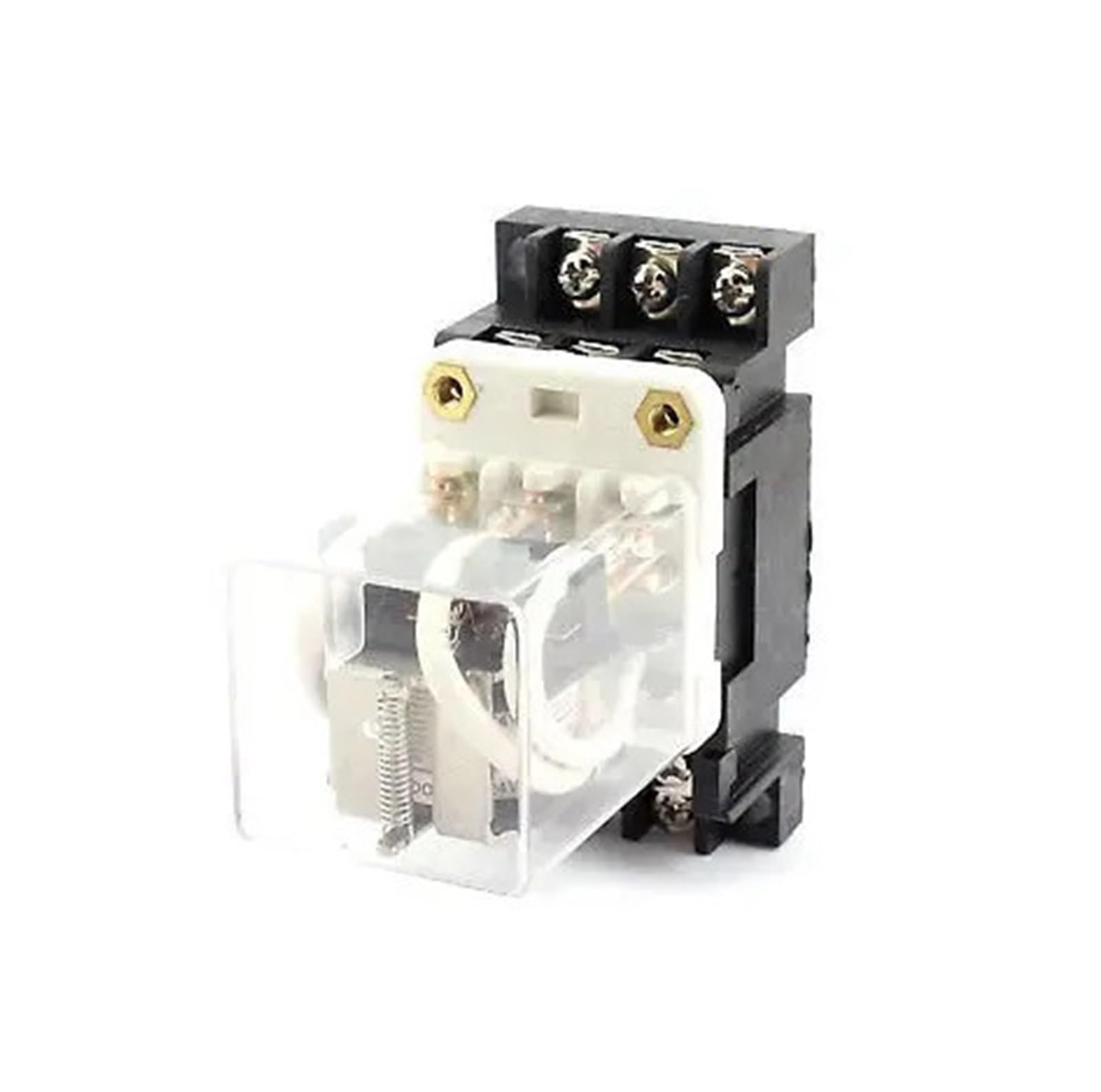 Relé de potencia JQX-38F DC24V industrial con zócalo robusto para tableros eléctricos 3