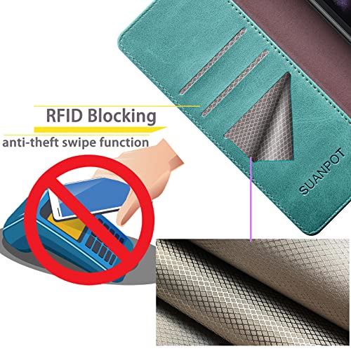 Étui portefeuille pour BC Sumsung Galaxy Z Fold 4 housse protection Bleu Vert