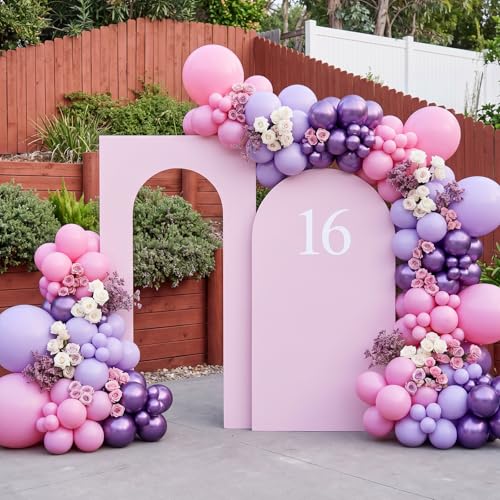 Image of RUBFAC 135pcs Pink Balloons Different Sizes 18 12 10 5 Inches for Garland Arch, Pink Balloons for Valentine's Day Birthday Baby Shower Gender Reveal Wedding Party Decoration