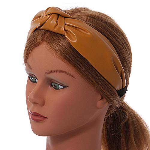 Wide Chunky Mustard PU Leather, Faux Leather Knot Hair Band/HeadBand/Alice Band, copper - Image 2