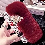 LG G4 Beat, LG G4s Wallet Holster Case, Bling Diamond Metal Fox Head Stylish Impact Resistant Rabbit Fur PU Flip Leather Wallet Stand Case for LG G4 Beat (i09)