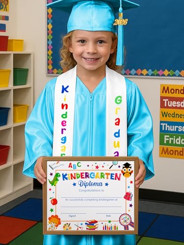 Image of QZYL Kindergarten Graduation Cap and Gown Set, 2026 Congrats Grad Outfit with Tassel & Certificate for Kindergarten