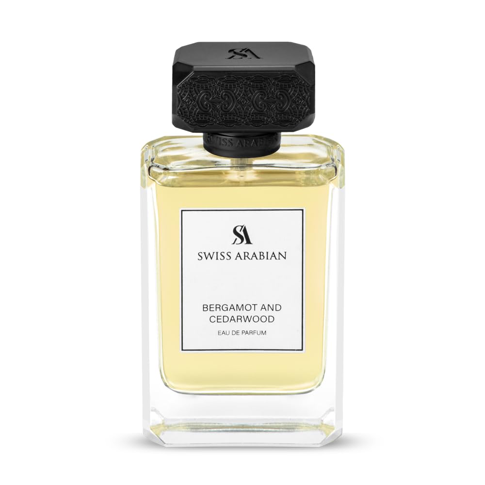 Swiss Arabian Bergamot and Cedarwood - Arabian Perfume for Men - Long-Lasting Cologne for Men - Eau de Parfum - Citrus, Woody Fragrances - 3.4 oz