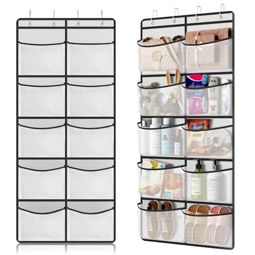 Hocklliy Hanging Storage Organiser,Hanging Organiser with 10 Pockets for Closet,Over the Door Storage Pockets,for Wardrobe Bedroom Toys Clothes Shoe (with 4 Hooks)