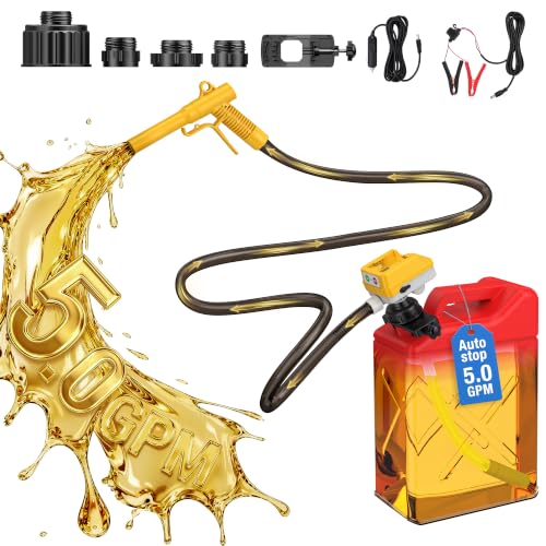 5GPM Fuel Transfer Pump for DeWalt 20V, Leak-Proof Auto-Stop, 60' PVC Hose