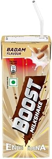Boost Badam Milkshake 180ml, Ingredients include Almond, Vitamins & Minerals,