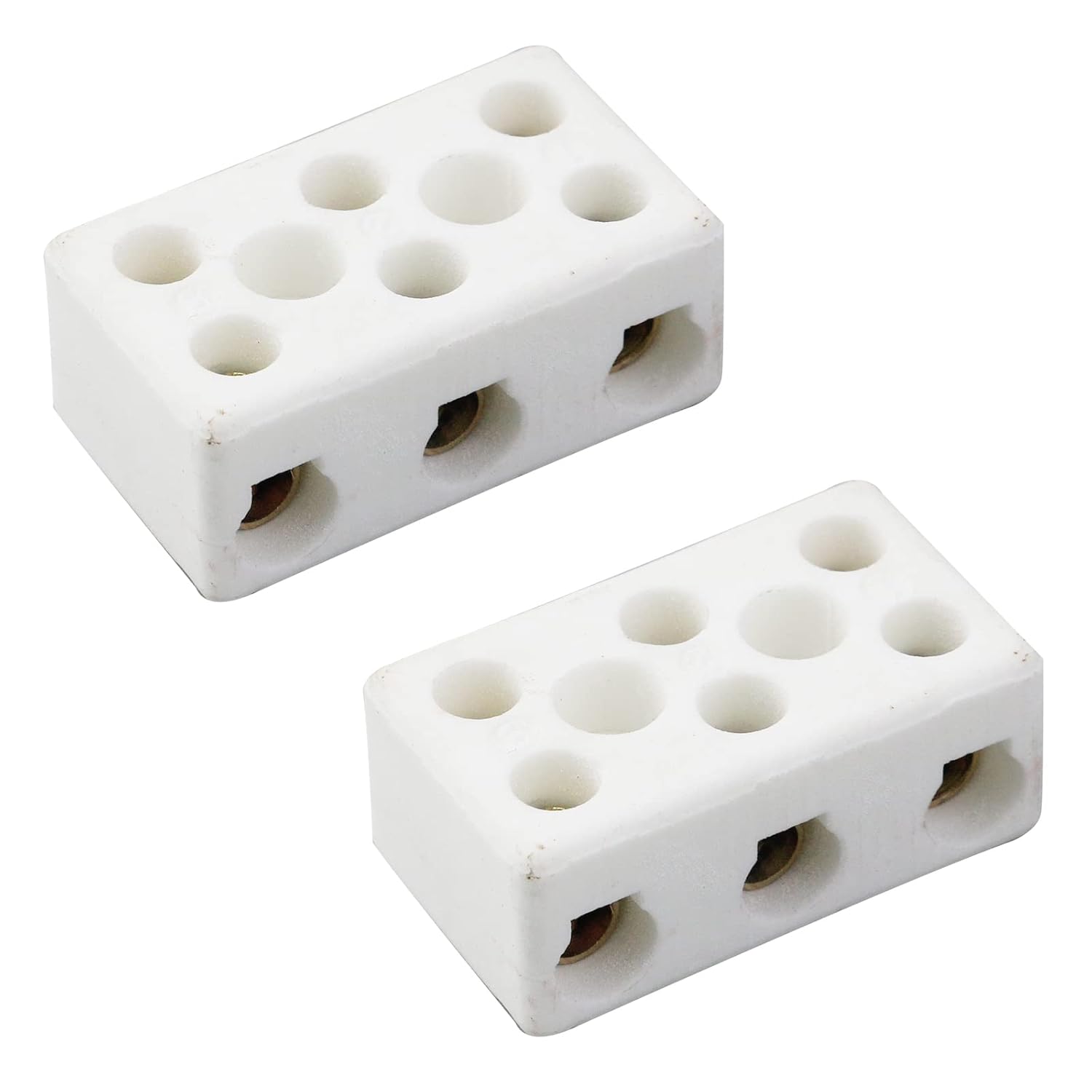 Faotup 4PCS White 1.83" 3 Way Ceramic Terminal Block,Ceramic Connector