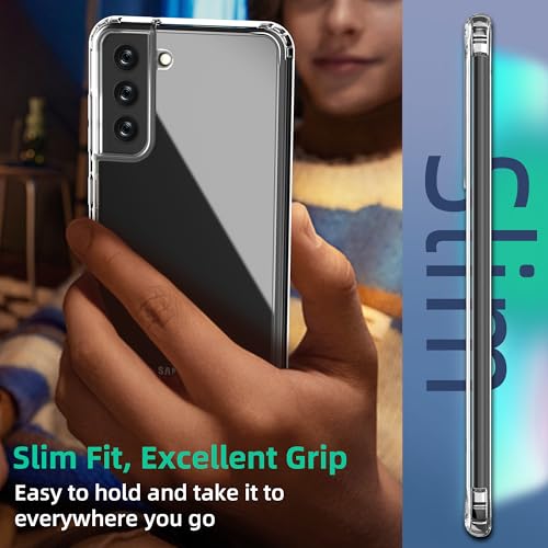Image of ONES for Samsung Galaxy S21 FE Slim Case Clear, PC + TPU Hybrid, Military-Grade Drop Guard, Anti-Yellowing, Anti-Slip, Shockproof Silicone Hard Cover, Scratch Resistant, Transparent Case