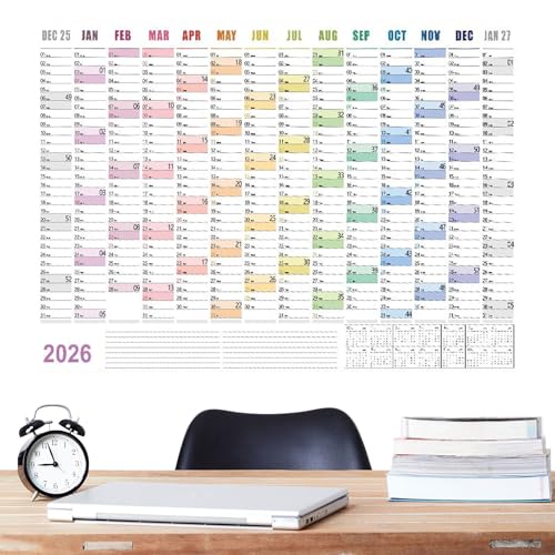 Calendrier Mural 2026 Familial & Scolaire - Grand Agenda Poster Pour, Planning D'Études, D'Habitudes & Anniversaires...