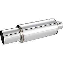 Exhaust Muffler Stainless Steel Exhaust Tip Universal 14.6" Length (Non Burnt 2 intlet 3 outlet)