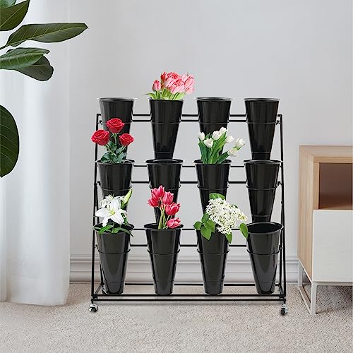 Étagère de jardin intérieure/extérieure mobile pour grands pots de fleurs