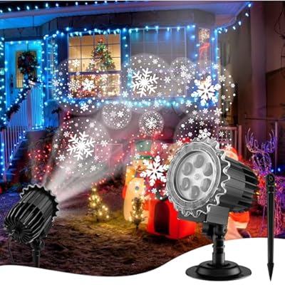 Snowflake Projector Lights?Christmas Snowflake Light Projector?HD Snowfall Projector Lights Outdoor IP65 Waterproof for House 180°Rotation LED Holiday Light Projector for Xmas Holiday, Party, Wedding