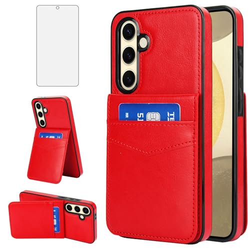 Étui pour Samsung Galaxy S24 FE avec protège-écran verre trempé et porte-carte