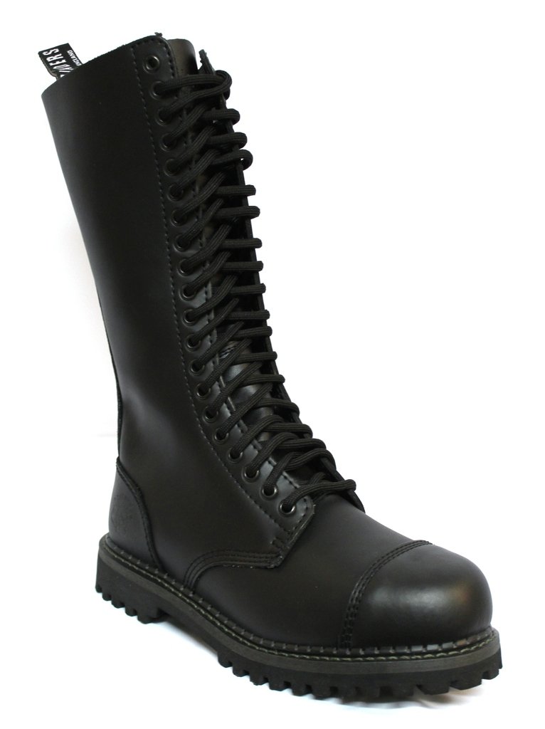 Grinders re Nero Opaco Militare Punta di Sicurezza in Metallo Stivali Unisex Punk del Motociclo