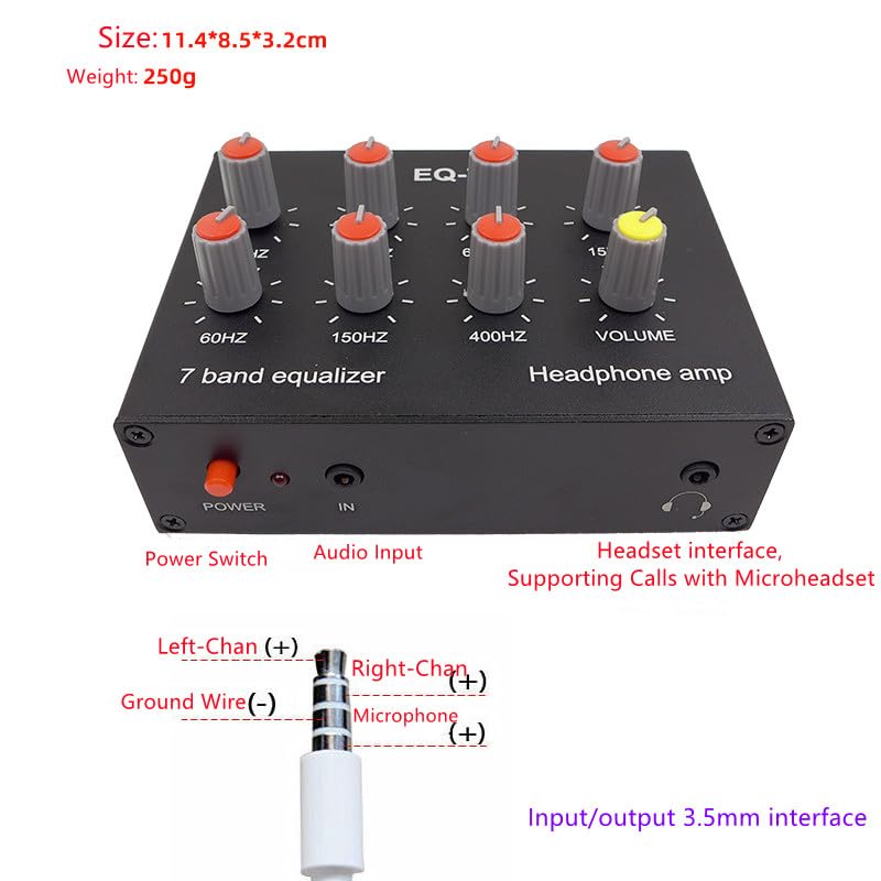 7 セグメントイコライザートーン高音中低音調整モバイルコンピュータゲームヘッドセット耳アンプオーディオ信号プリアンプ DIY 強力な