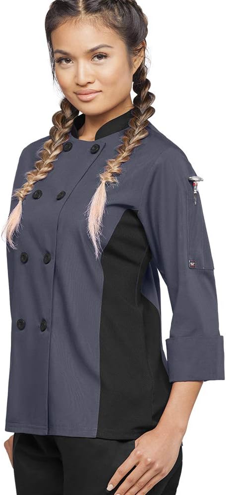 Women's Chef Coat - Lightweight, Mesh, 3/4 Sleeve