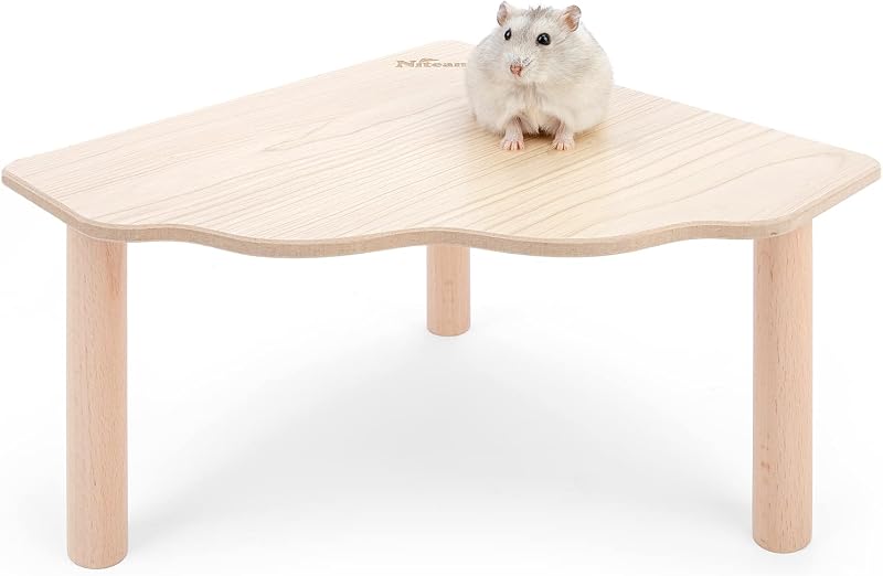 Plataforma de madera para juegos de hámster: triángulo - 9" L x 9" A - 6.3" H | Puede maximizar el espacio de la jaula y enriquecer el entorno de la mascota para los hámsters sirios enanos, los jerbos, los ratones Degus u otras mascotas pequeñas
