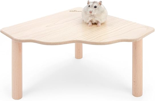 Niteangel Hamster Play Wooden Platform for Dwarf Syrian Hamsters Gerbils Mice Degus or Other Small Pets Triangle - 5.9 Height, Burlywood