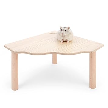 Niteangel Hamster Play Wooden Platform for Dwarf Syrian Hamsters Gerbils Mice Degus or Other Small Pets (Triangle - 4.7' Height, Burlywood)
