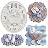 MINFEIDMS Baby Stroller Chocolate Silicone Molds Baby Showers Fondant Mold For Cupcake Topper Candy Gum Paste Polymer Clay