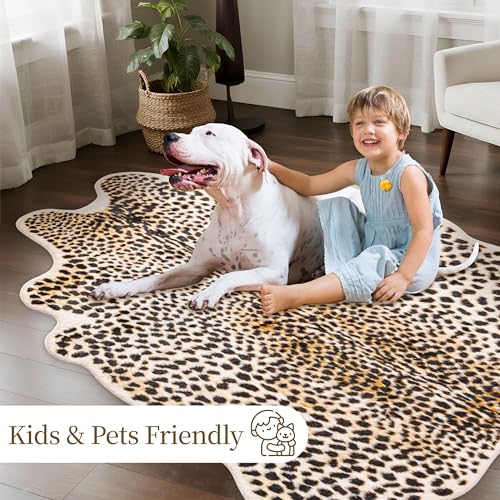 Tapete Leopardo 5.2x6.5 pies Piel Animal Falsa miniatura 5